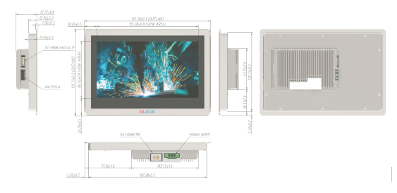 2| DL-DM700x touch display computer dimension drawing